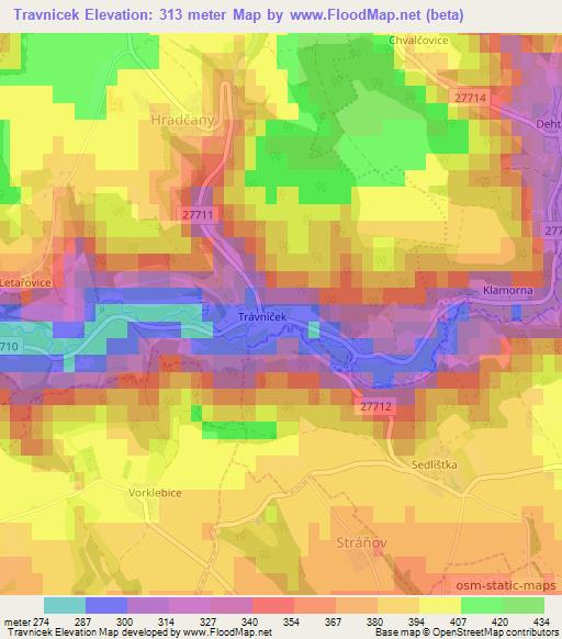 Travnicek,Czech Republic Elevation Map