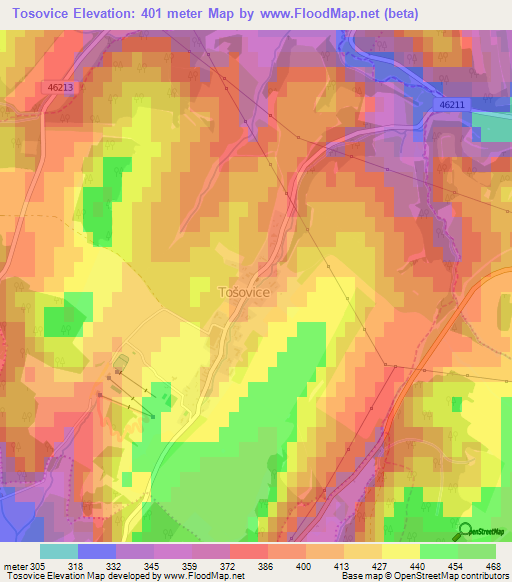 Tosovice,Czech Republic Elevation Map