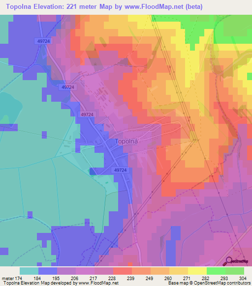 Topolna,Czech Republic Elevation Map