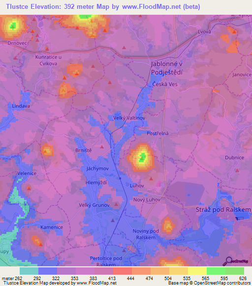 Tlustce,Czech Republic Elevation Map
