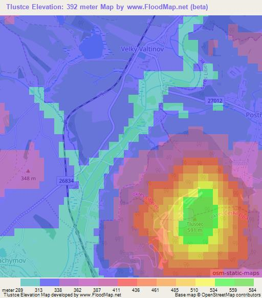 Tlustce,Czech Republic Elevation Map