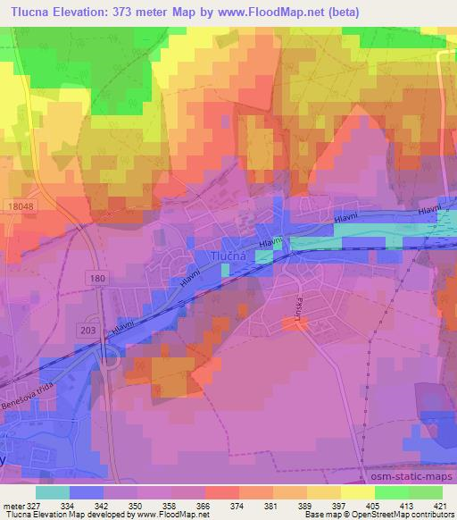 Tlucna,Czech Republic Elevation Map