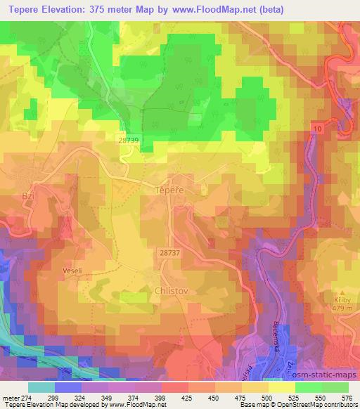Tepere,Czech Republic Elevation Map