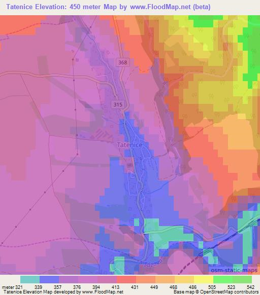 Tatenice,Czech Republic Elevation Map