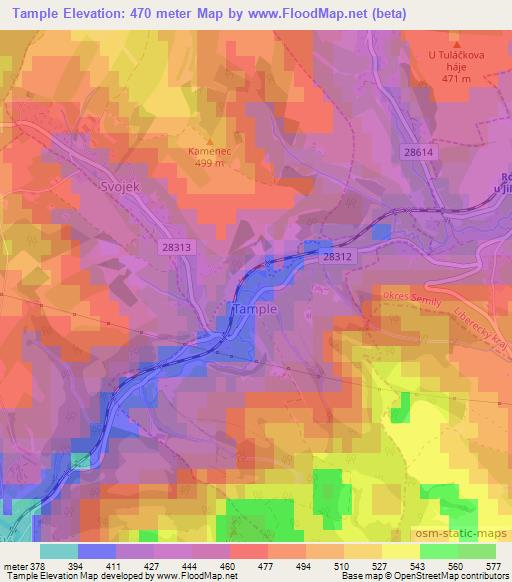 Tample,Czech Republic Elevation Map