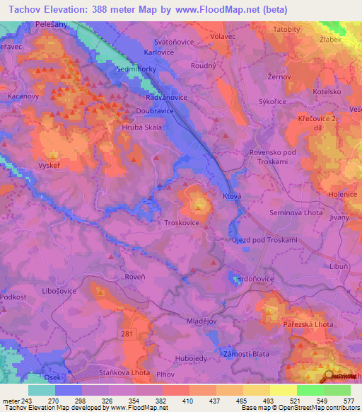 Tachov,Czech Republic Elevation Map
