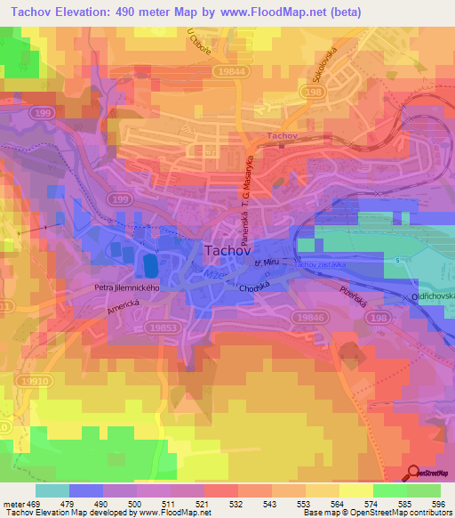 Tachov,Czech Republic Elevation Map