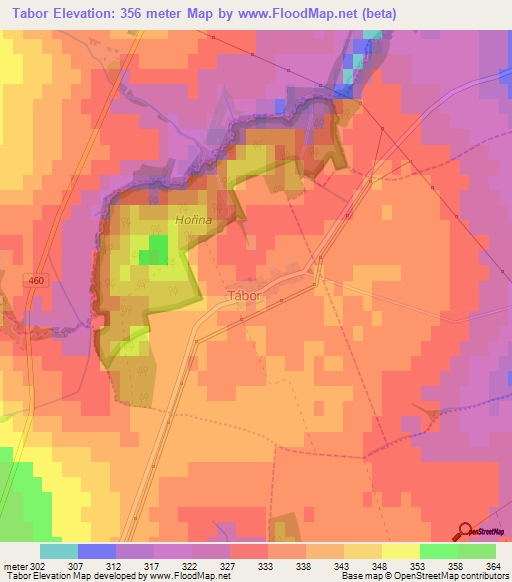Tabor,Czech Republic Elevation Map