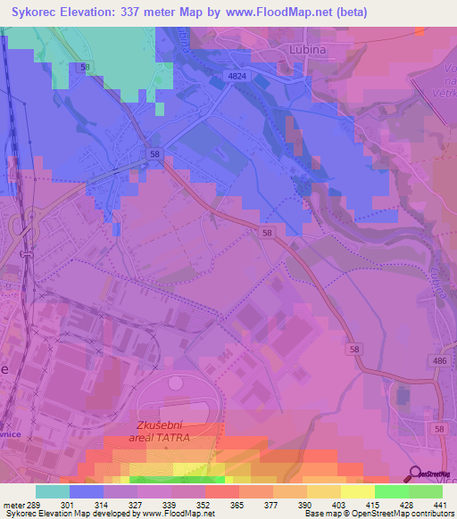 Sykorec,Czech Republic Elevation Map