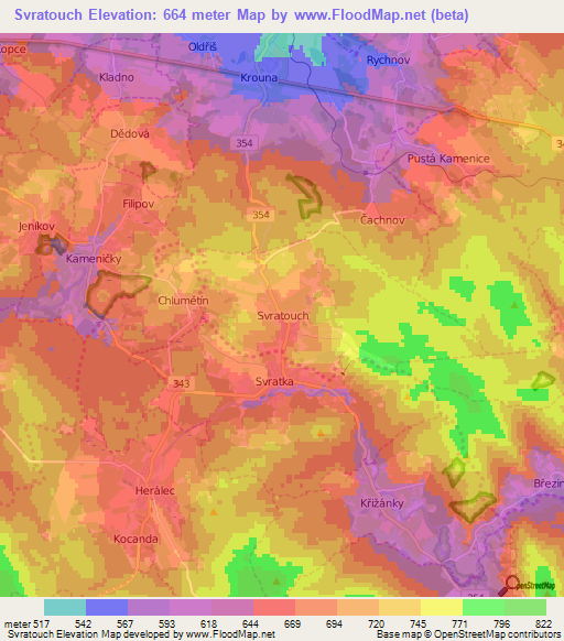 Svratouch,Czech Republic Elevation Map