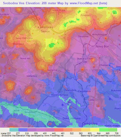 Svobodna Ves,Czech Republic Elevation Map