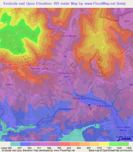 Svoboda nad Upou,Czech Republic Elevation Map