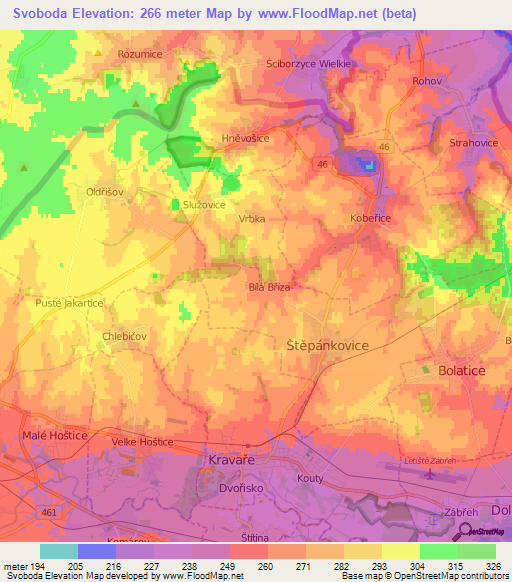 Svoboda,Czech Republic Elevation Map