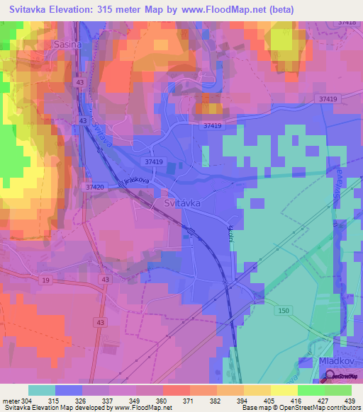 Svitavka,Czech Republic Elevation Map