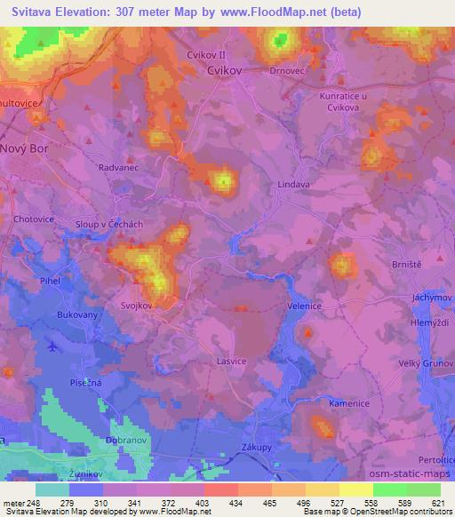 Svitava,Czech Republic Elevation Map