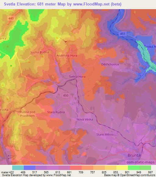 Svetla,Czech Republic Elevation Map