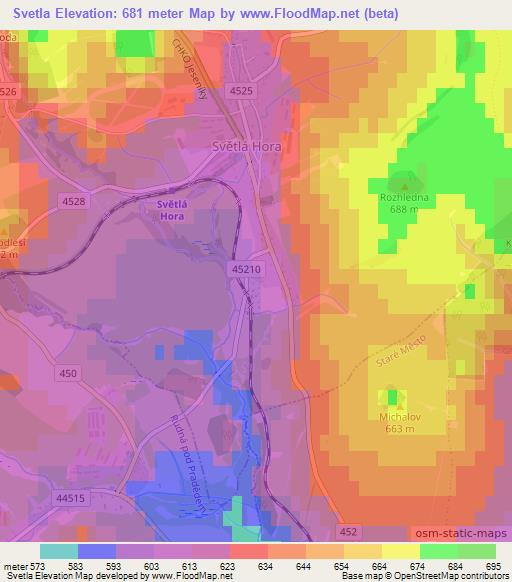 Svetla,Czech Republic Elevation Map
