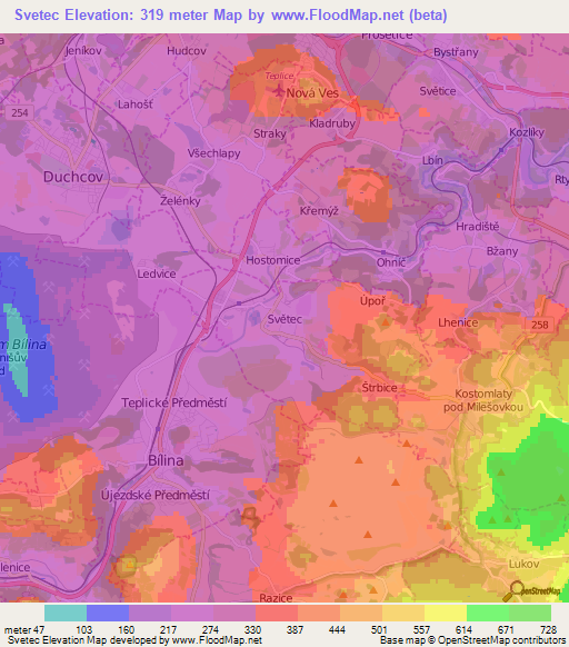 Svetec,Czech Republic Elevation Map