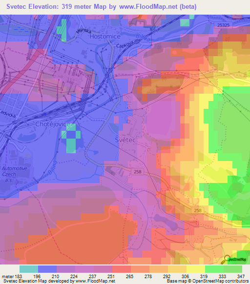 Svetec,Czech Republic Elevation Map