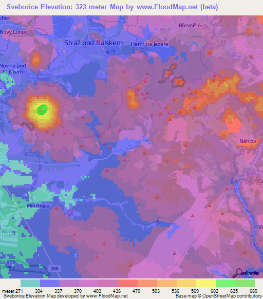 Sveborice,Czech Republic Elevation Map