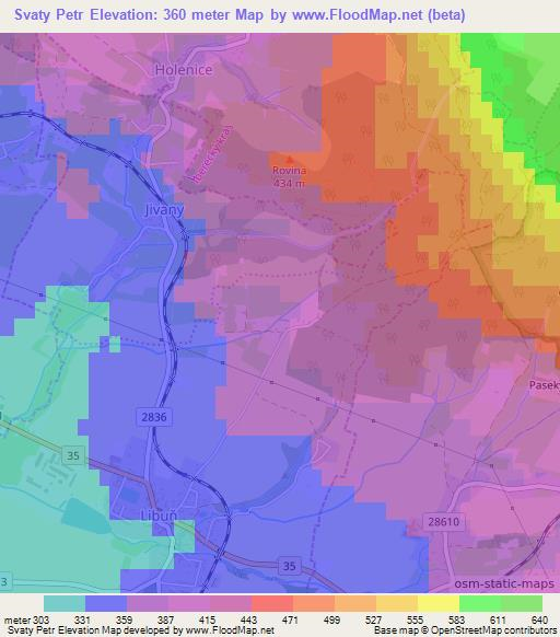 Svaty Petr,Czech Republic Elevation Map