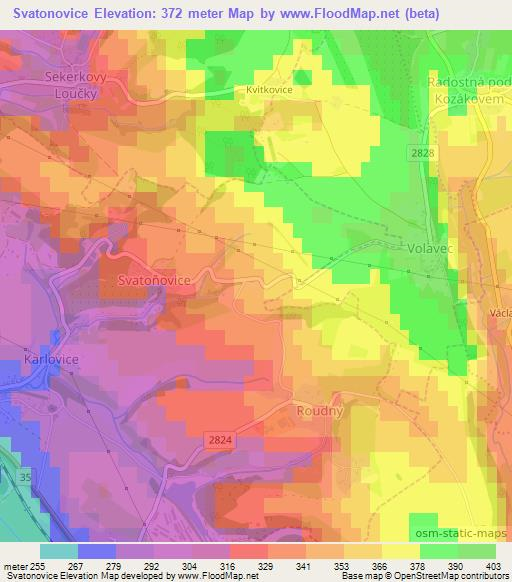 Svatonovice,Czech Republic Elevation Map