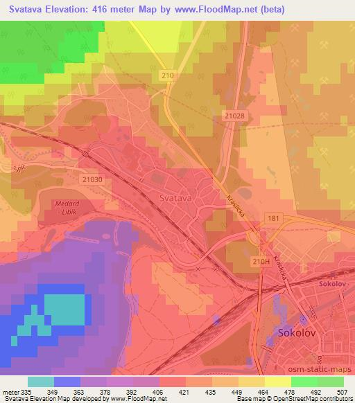 Svatava,Czech Republic Elevation Map