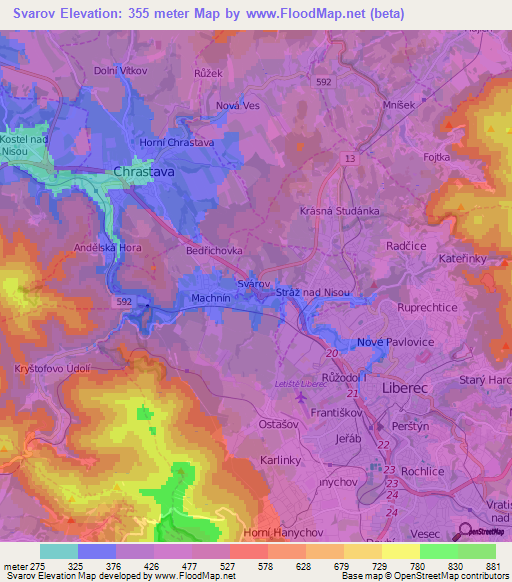 Svarov,Czech Republic Elevation Map