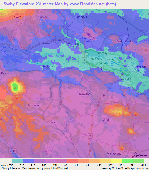 Svaby,Czech Republic Elevation Map