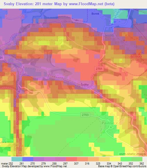 Svaby,Czech Republic Elevation Map