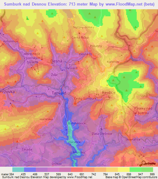 Sumburk nad Desnou,Czech Republic Elevation Map