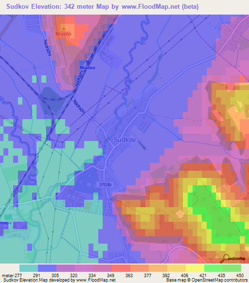 Sudkov,Czech Republic Elevation Map