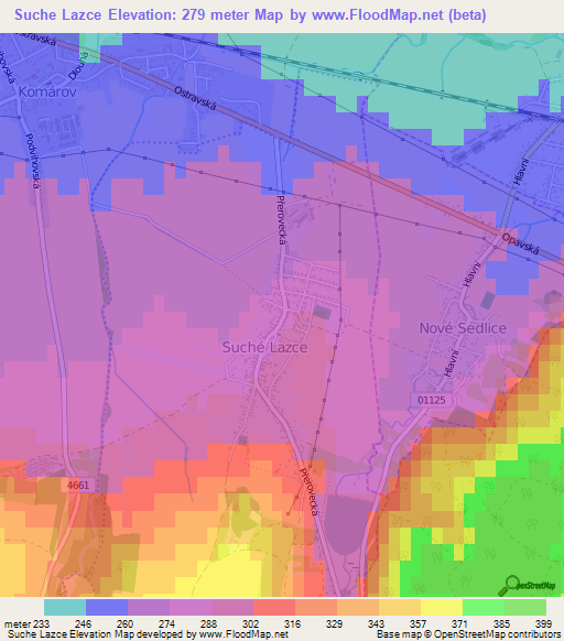 Suche Lazce,Czech Republic Elevation Map