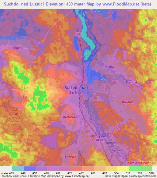 Suchdol nad Luznici,Czech Republic Elevation Map
