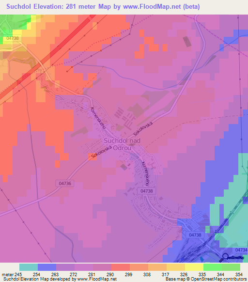 Suchdol,Czech Republic Elevation Map