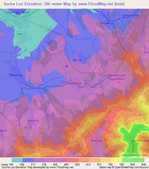 Sucha Loz,Czech Republic Elevation Map