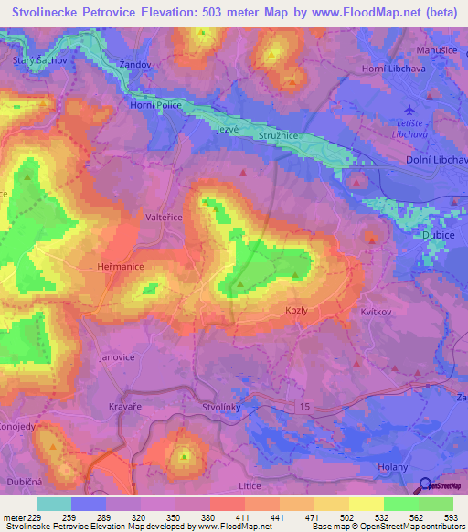 Stvolinecke Petrovice,Czech Republic Elevation Map