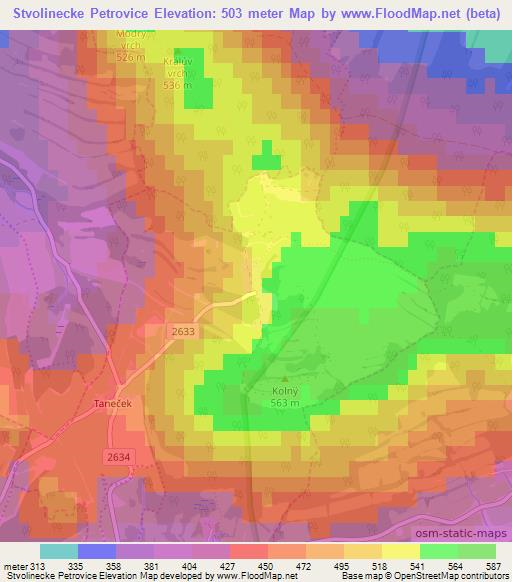 Stvolinecke Petrovice,Czech Republic Elevation Map