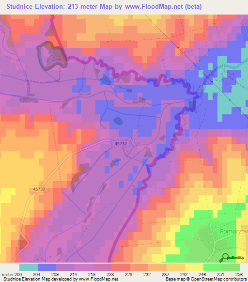 Studnice,Czech Republic Elevation Map