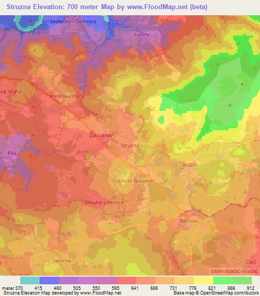 Struzna,Czech Republic Elevation Map