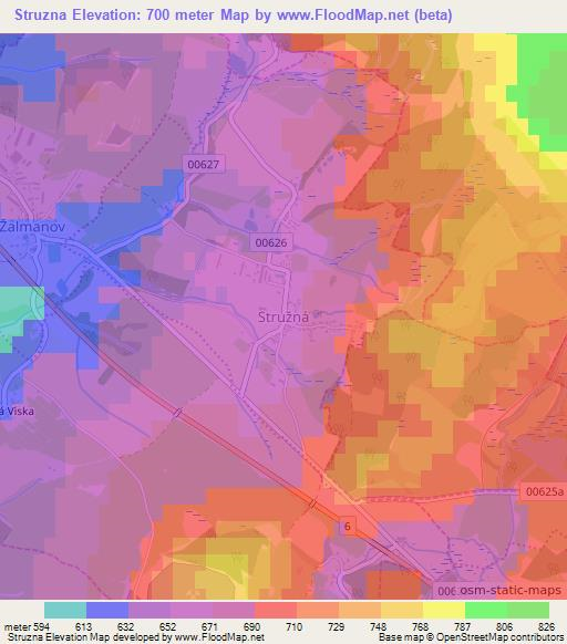 Struzna,Czech Republic Elevation Map