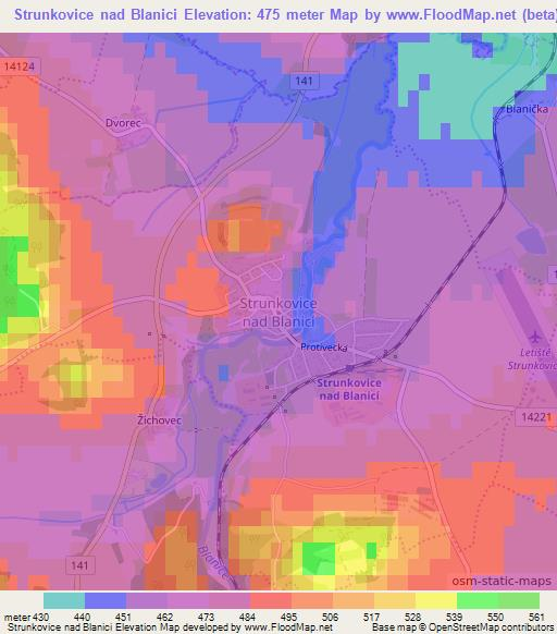 Strunkovice nad Blanici,Czech Republic Elevation Map