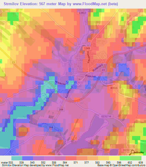 Strmilov,Czech Republic Elevation Map