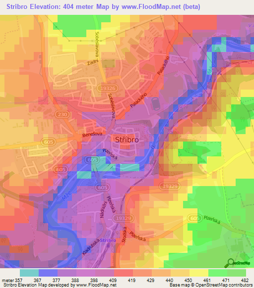 Stribro,Czech Republic Elevation Map