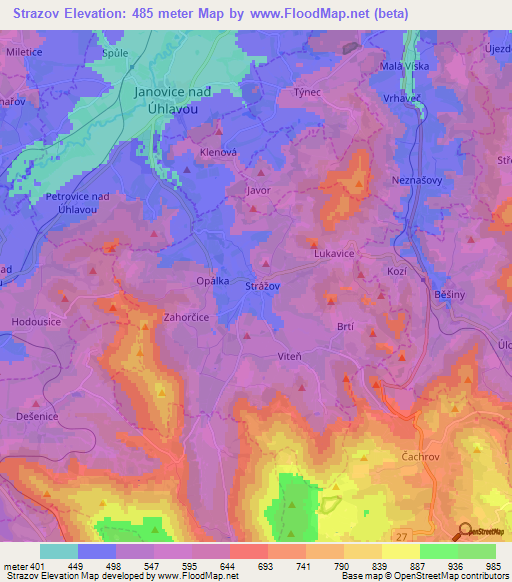 Strazov,Czech Republic Elevation Map