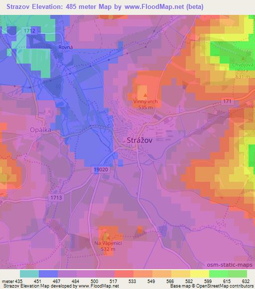 Strazov,Czech Republic Elevation Map