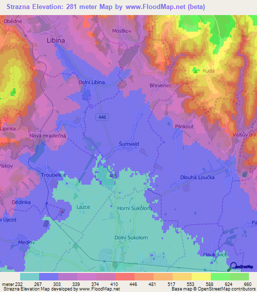 Strazna,Czech Republic Elevation Map