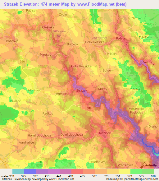 Strazek,Czech Republic Elevation Map