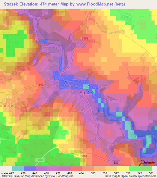 Strazek,Czech Republic Elevation Map