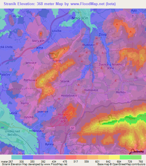 Stranik,Czech Republic Elevation Map